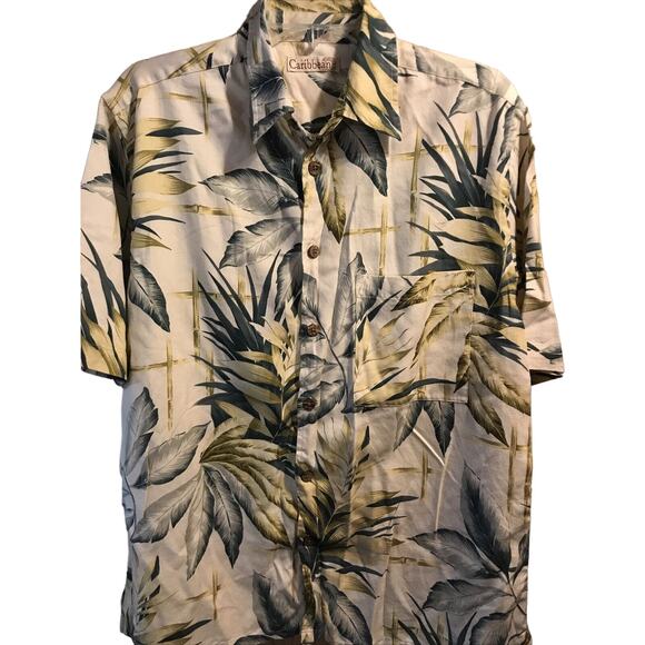 Caribbean Men’s M Floral Short Sleeve Button Down Silk Blend Hawaiian Shirt - Picture 1 of 12